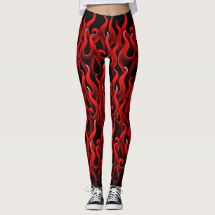 Devil Red Fire Flames Halloween kostuum Leggings