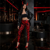 Devil Red Fire Flames Halloween kostuum Leggings