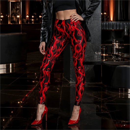 Devil Red Fire Flames Halloween kostuum Leggings
