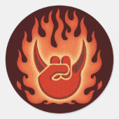 Devil Rock Flames Ronde Sticker (Voorkant)