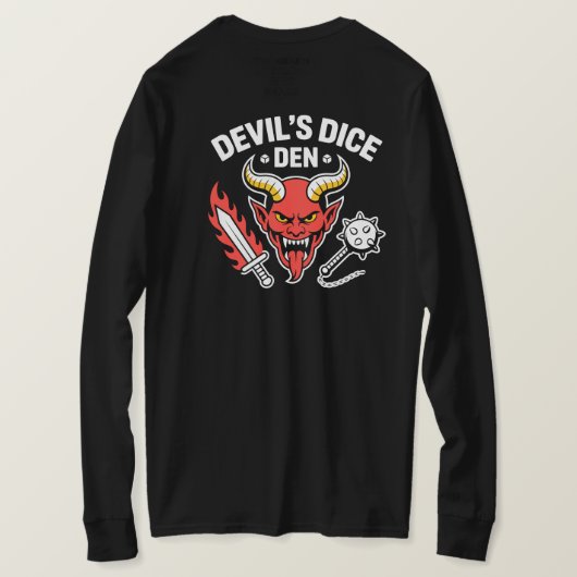 Devil’s Dice Den RPG Gamer T‑Shirt – Red Demon Hea T-shirt (Design achterkant)