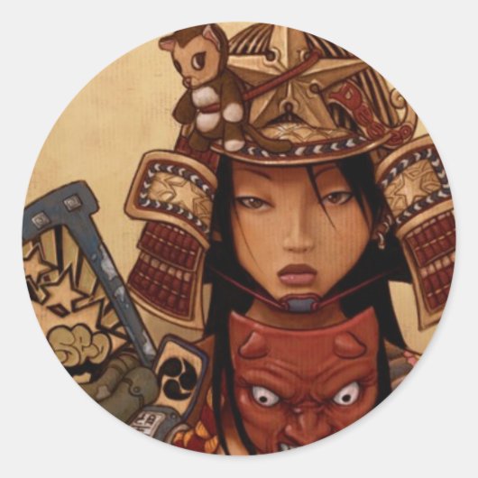 Devil Samurai Girl Sticker (Voorkant)
