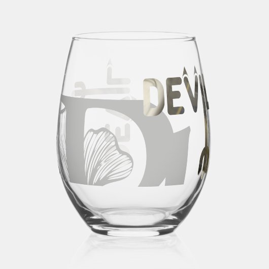 DEVIL Stemless Wijnglas Abstract Zwart Goud Wijnglas Zonder Voet (Voorkant)