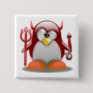 Devil Tux (Linux Tux) Vierkante Button 5,1 Cm