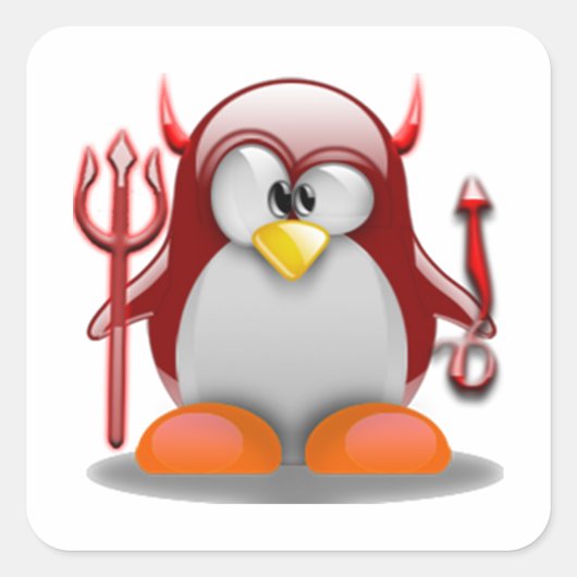 Devil Tux (Linux Tux) Vierkante Sticker (Voorkant)