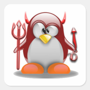 Devil Tux (Linux Tux) Vierkante Sticker
