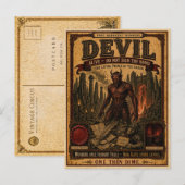 Devil, Vintage Circus Monster Briefkaart (Voorkant / Achterkant)
