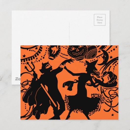  Devil Witch Dance Silhouette Illustratie Briefkaart (Voorkant / Achterkant)