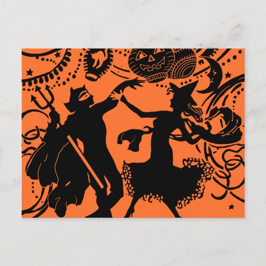  Devil Witch Dance Silhouette Illustratie Briefkaart (Voorkant)