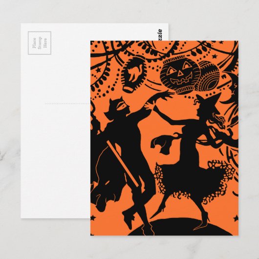  Devil Witch Dance Silhouette Illustratie Briefkaart (Voorkant / Achterkant)
