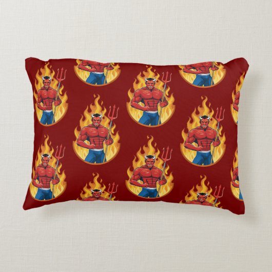 Devil with trident accent kussen (Achterkant)