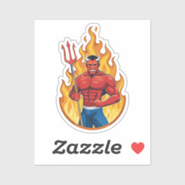 Devil with trident sticker