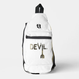 DEVIL Witte Sling Bag Trend Abstract Zwart Goud