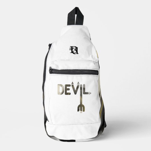 DEVIL Witte Sling Bag Trend Abstract Zwart Goud (Voorkant)