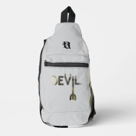 DEVIL Witte Sling Bag Trend Abstract Zwart Goud