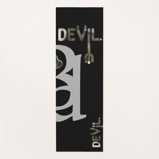 DEVIL Yoga Mat Abstracte Kunst Zwart Wit Goud (Voorkant)