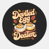 Deviled Egg Er Funny Retro Thanksgiving Food Quote Ronde Sticker (Voorkant)