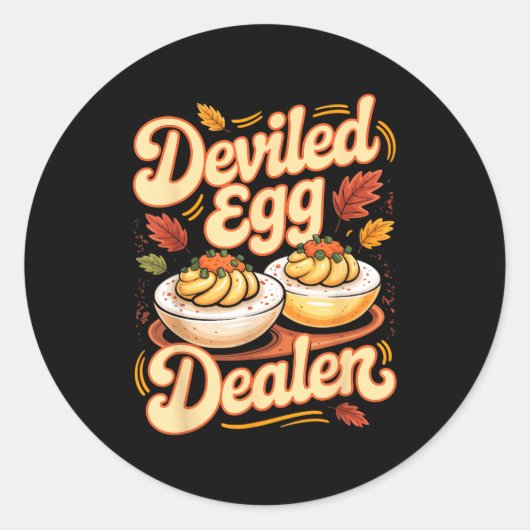 Deviled Egg Er Funny Retro Thanksgiving Food Quote Ronde Sticker (Voorkant)