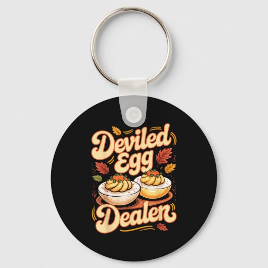 Deviled Egg Er Funny Retro Thanksgiving Food Quote Sleutelhanger (Voorkant)