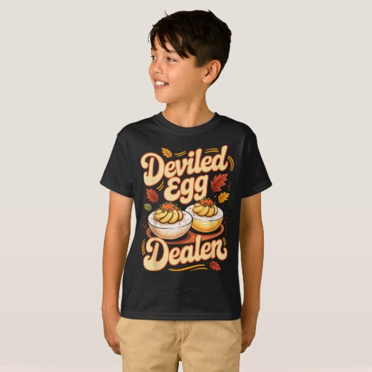Deviled Egg Er Funny Retro Thanksgiving Food Quote T-shirt (Voorkant volledig)