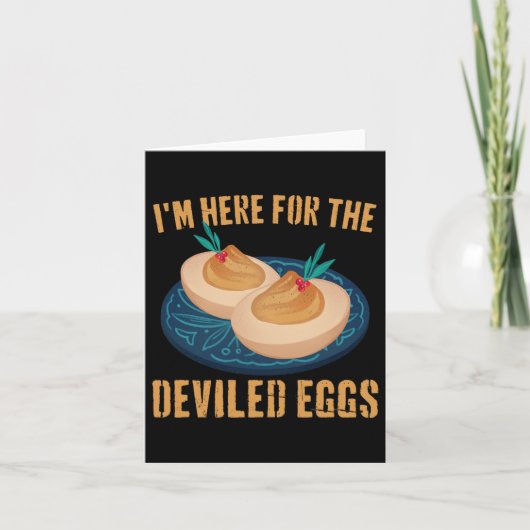Deviled Egg Funny Thanksgiving Eten Pelgrim Kostuu Kaart (Voorkant)