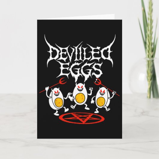 Deviled Eggs Metaal Grappige Cartoon Deviled Eiere Kaart (Voorkant)