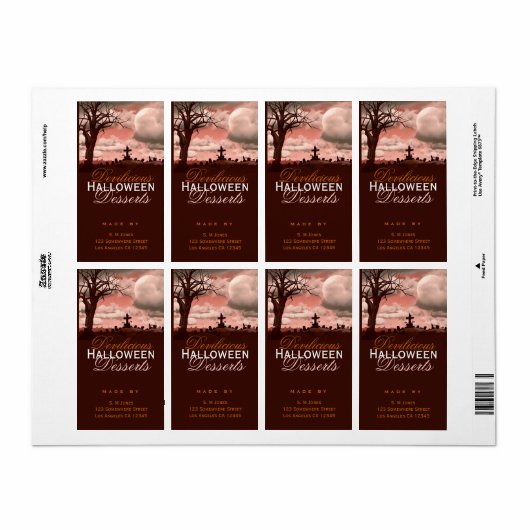 Devilicious Halloween Desserts Food Label (Full Sheet)