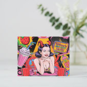Devilish Woman at the Retro Diner Comic Book Briefkaart (Staand voorkant)