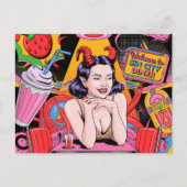 Devilish Woman at the Retro Diner Comic Book Briefkaart (Voorkant)