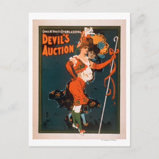Devil's Auction Woman in Costume Theater 3 Briefkaart (Voorkant)