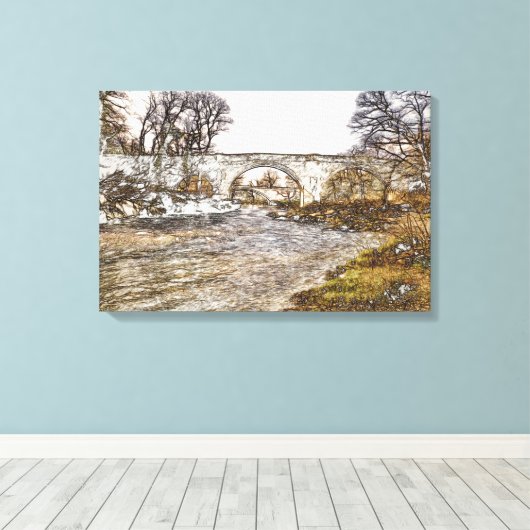 Devils Bridge Kirkby Lonsdale Kunstprint Canvas Afdruk (Insitu (Houten vloer))