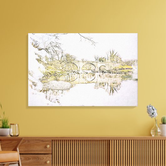 Devil's Bridge Kirkby Lonsdale Pencil Sketch Canvas Afdruk (Insitu (Woonkamer))