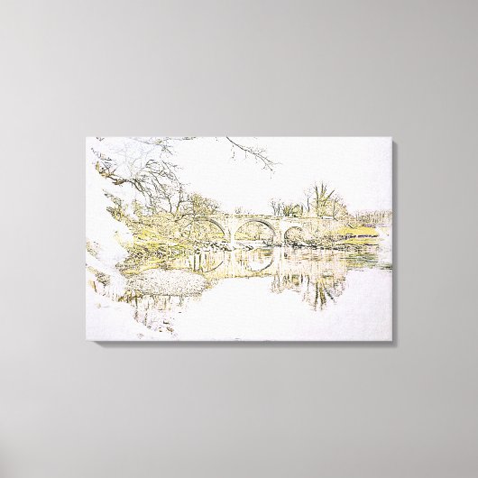 Devil's Bridge Kirkby Lonsdale Pencil Sketch Canvas Afdruk (Voorkant)