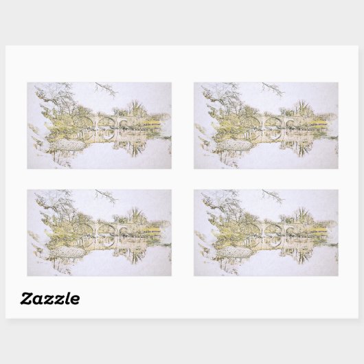 Devil's Bridge Kirkby Lonsdale Pencil Sketch Rechthoekige Sticker (Vel)