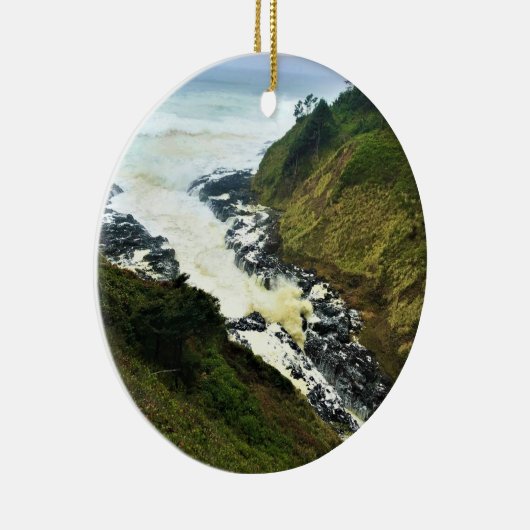 Devil's Churn, Cape Perpetua, Oregon Coast Keramisch Ornament (Rechts)