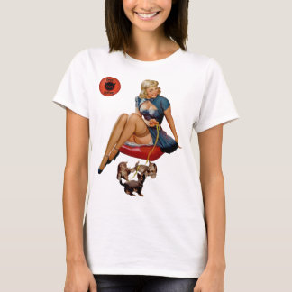 Devil's Court Retro Pin-Up Girl Dogs T-shirt
