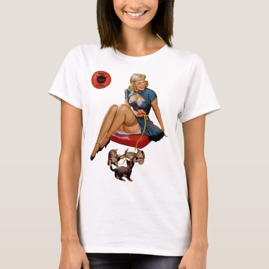 Devil's Court Retro Pin-Up Girl Dogs T-shirt (Voorkant)