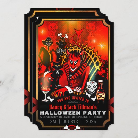 Devil's Delight Halloween Party Invitation Kaart (Voorkant / Achterkant)