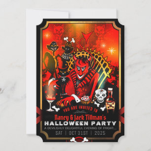 Devil's Delight Halloween Party Invitation Kaart
