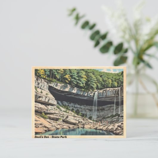 Devil's Den State Park  Waterval Briefkaart (Staand voorkant)