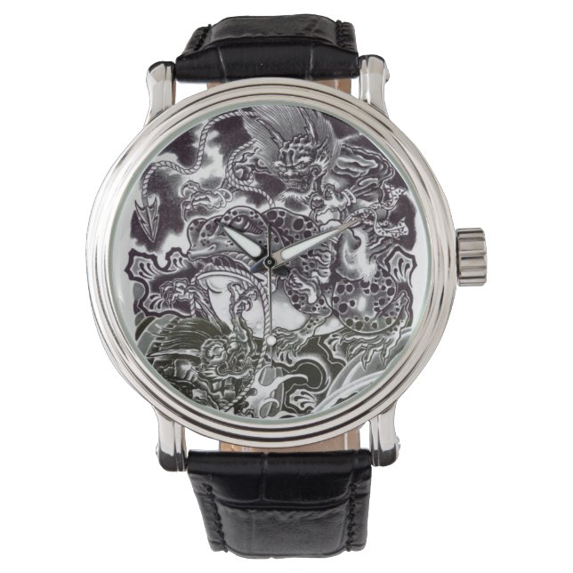 Devils die een Toad Japans Tattoo Design Watch lei Horloge (Voorkant)