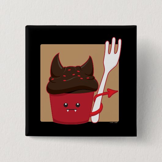 Devils Food Cupcake Vierkante Button 5,1 Cm (Voorkant)