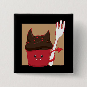 Devils Food Cupcake Vierkante Button 5,1 Cm