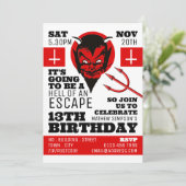 Devil's Hell Theme, Escape Room Birthday Party Kaart (Staand voorkant)