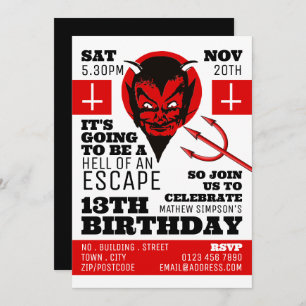 Devil's Hell Theme, Escape Room Birthday Party Kaart