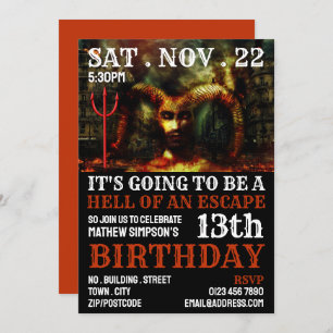 Devil's Hell Theme, Escape Room Birthday Party Kaart
