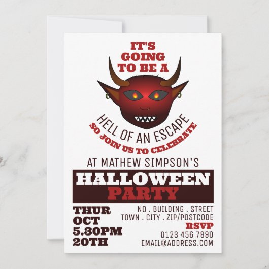 Devil's Hell Theme, Escape Room Halloween Party Kaart (Voorkant)