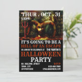 Devil's Hell Theme, Escape Room Halloween Party Kaart (Staand voorkant)