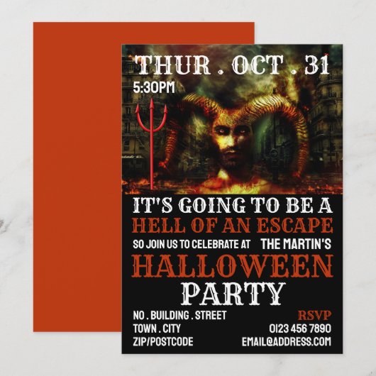 Devil's Hell Theme, Escape Room Halloween Party Kaart (Voorkant / Achterkant)