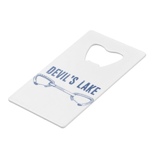 Devil's Lake Climbing Quickdraw Creditkaart Flessenopener (Voorkant Gekanteld)